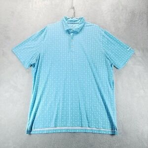 Johnnie-O Polo Shirt Mens 2XL Blue Cocktail Print Performance Golf Stretch